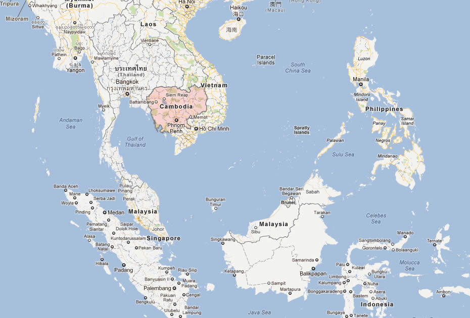 carte du cambodge sud asie